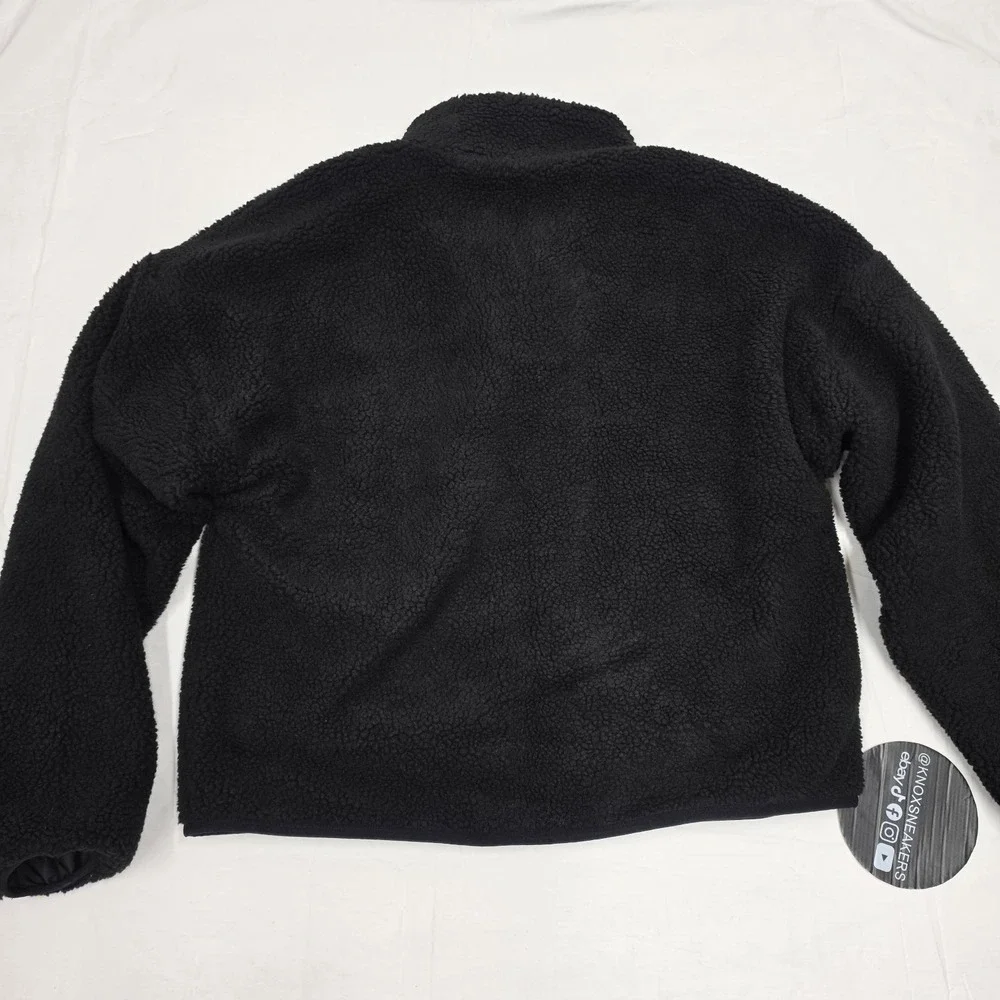 True Religion TR Logo Sherpa Jacket Eclipse Jet Black Men's Size XLarge